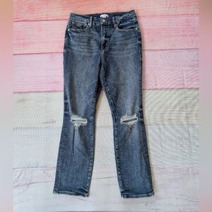 Good American Good Legs Straight Leg Jeans 8‎ Distressed High Waist